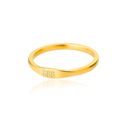 1 Piece Simple Style Number Stainless Steel Inlaid Gold Rings