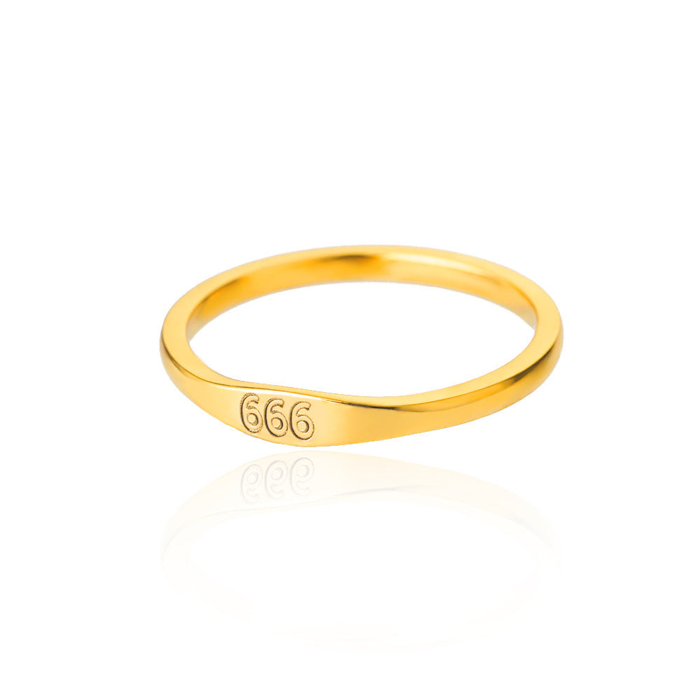 1 Piece Simple Style Number Stainless Steel Inlaid Gold Rings