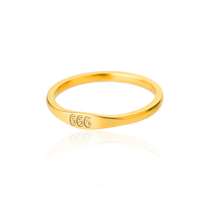 1 Piece Simple Style Number Stainless Steel Inlaid Gold Rings