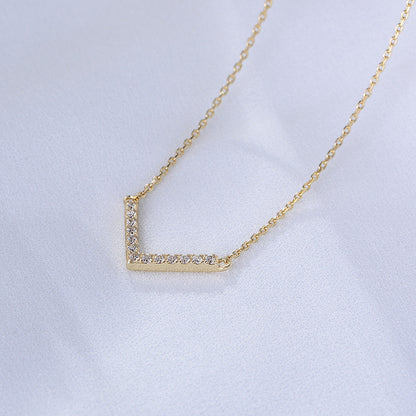 Elegant V Shape Sterling Silver Plating Rhinestones Necklace