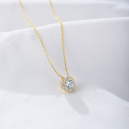 Fashion Round Sterling Silver Plating Zircon Pendant Necklace