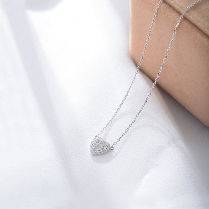 Fashion Heart Shape Sterling Silver Plating Zircon Pendant Necklace