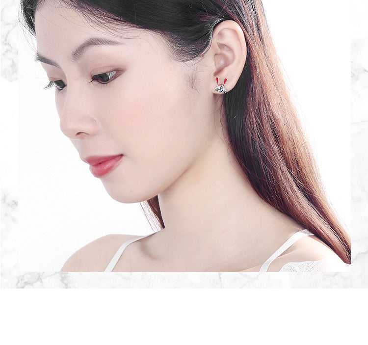 1 Pair Ig Style Cute Rabbit Epoxy Plating Inlay Copper Zircon Ear Studs