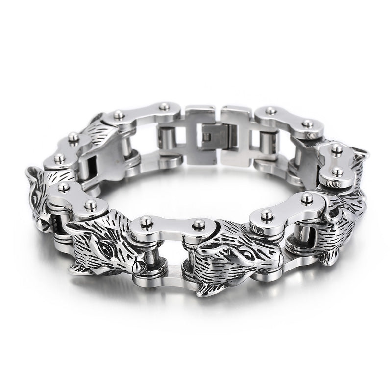 1 Piece Hip-hop Animal Wolf Titanium Steel Bracelets