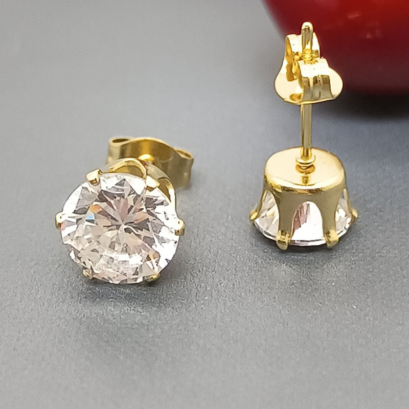 1 Pair Basic Geometric Plating Titanium Steel Zircon Ear Studs