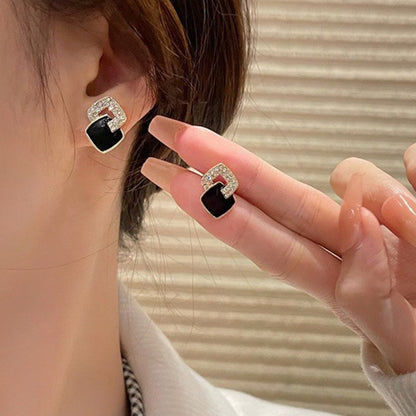 Simple Style Leaf Alloy Inlay Zircon Women's Earrings Ear Studs