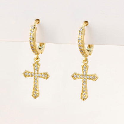 1 Pair Fashion Geometric Plating Copper Zircon Drop Earrings