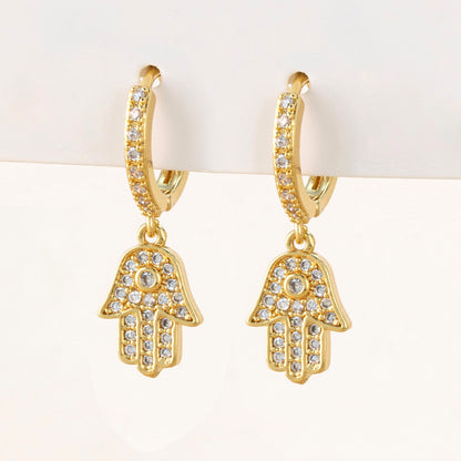 1 Pair Fashion Geometric Plating Copper Zircon Drop Earrings