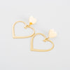 1 Pair Elegant Circle Moon Heart Shape Stainless Steel Drop Earrings