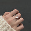 Japanese Style Flower Copper Plating Inlay Artificial Crystal Freshwater Pearl Open Ring