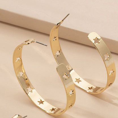 Korea C-shaped Chain Hollow Hip Hop Exaggerated Fashion Circle Earrings Wholesale Gooddiy