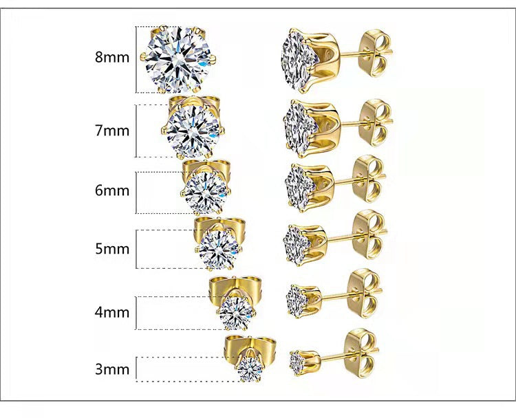 1 Pair Simple Style Crown Metal Titanium Steel Artificial Gemstones Ear Studs