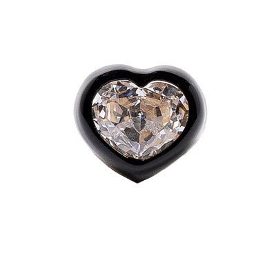 Fashion Heart Shape Metal Plating Inlay Artificial Gemstones Women's Rings Earrings