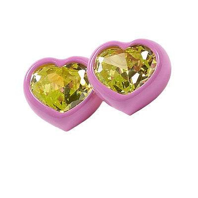 Fashion Heart Shape Metal Plating Inlay Artificial Gemstones Women's Rings Earrings