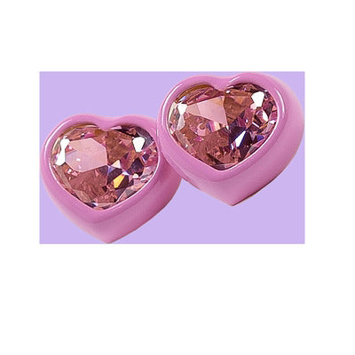 Fashion Heart Shape Metal Plating Inlay Artificial Gemstones Women's Rings Earrings