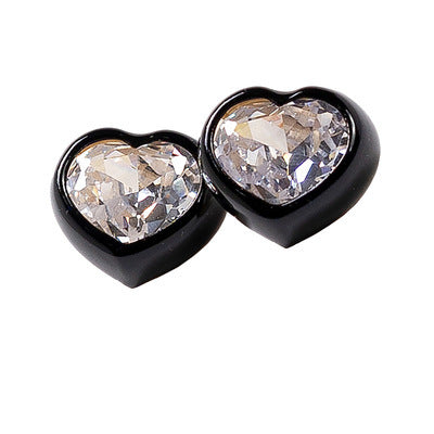 Fashion Heart Shape Metal Plating Inlay Artificial Gemstones Women's Rings Earrings