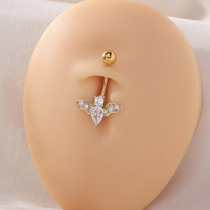 1 Piece Punk Star Flower Copper Inlay Zircon Belly Ring