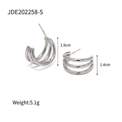 Fashion C Shape Gold Plated 304 Stainless Steel Ear Studs