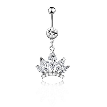 Retro Sexy Tree Crown Butterfly Stainless Steel Inlay Zircon Belly Ring 1 Piece