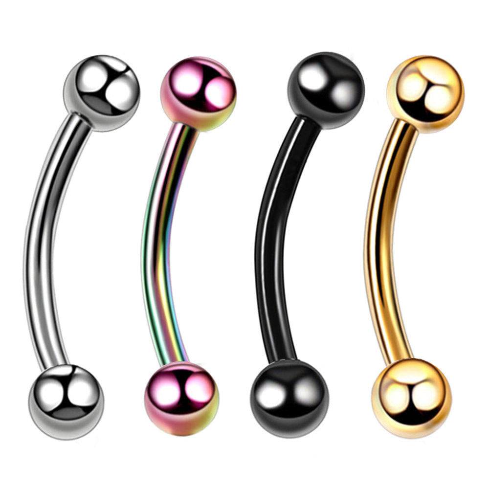 4 Pieces Fashion Geometric Stainless Steel Plating Eyebrow Nails Tongue Nail Nose Ring