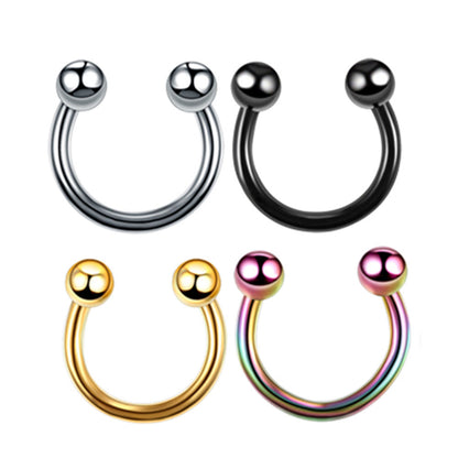 4 Pieces Fashion Geometric Stainless Steel Plating Eyebrow Nails Tongue Nail Nose Ring