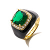 Fashion Square Copper Enamel Plating Inlay Zircon Open Ring 1 Piece