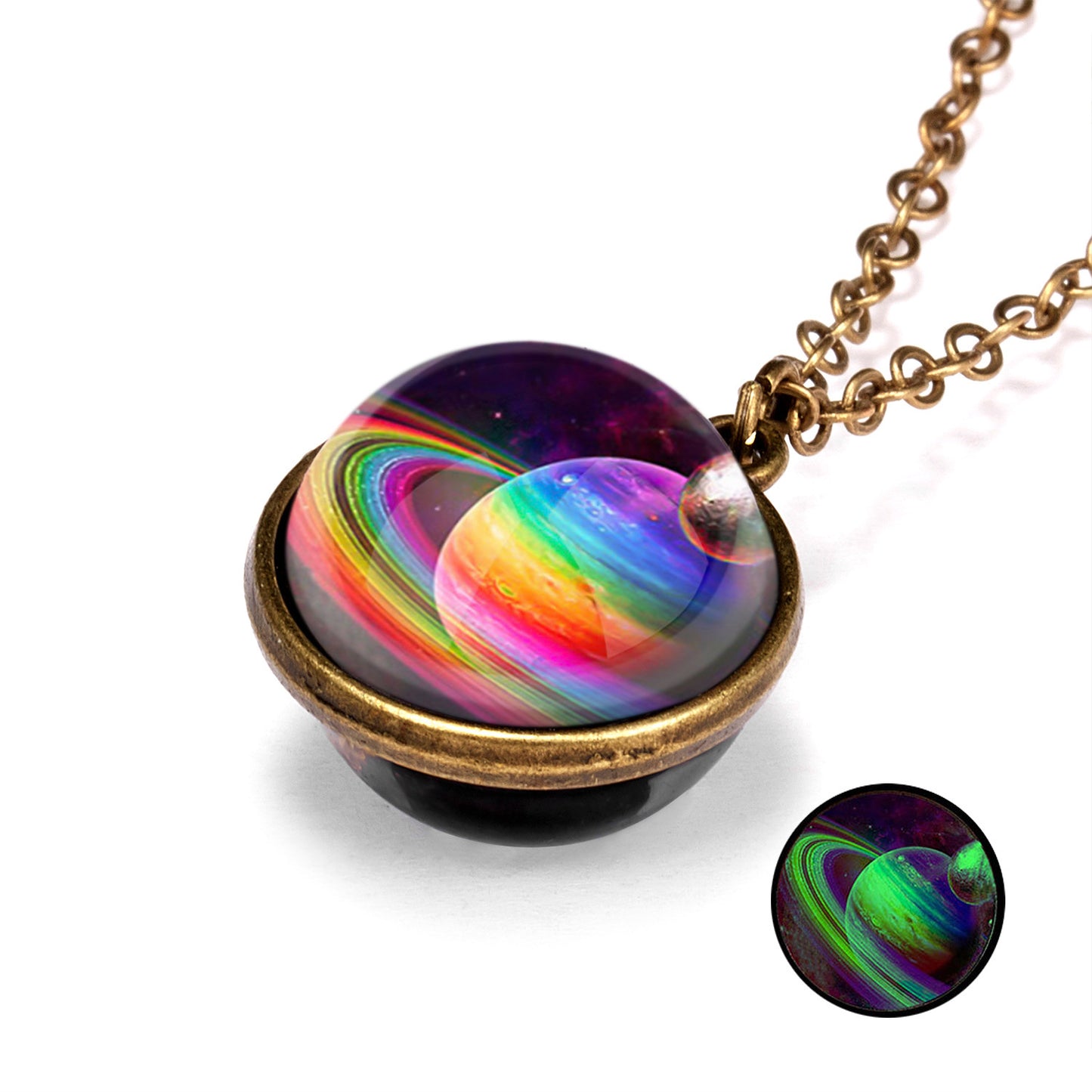 1 Piece Retro Planet Alloy Glass Unisex Necklace