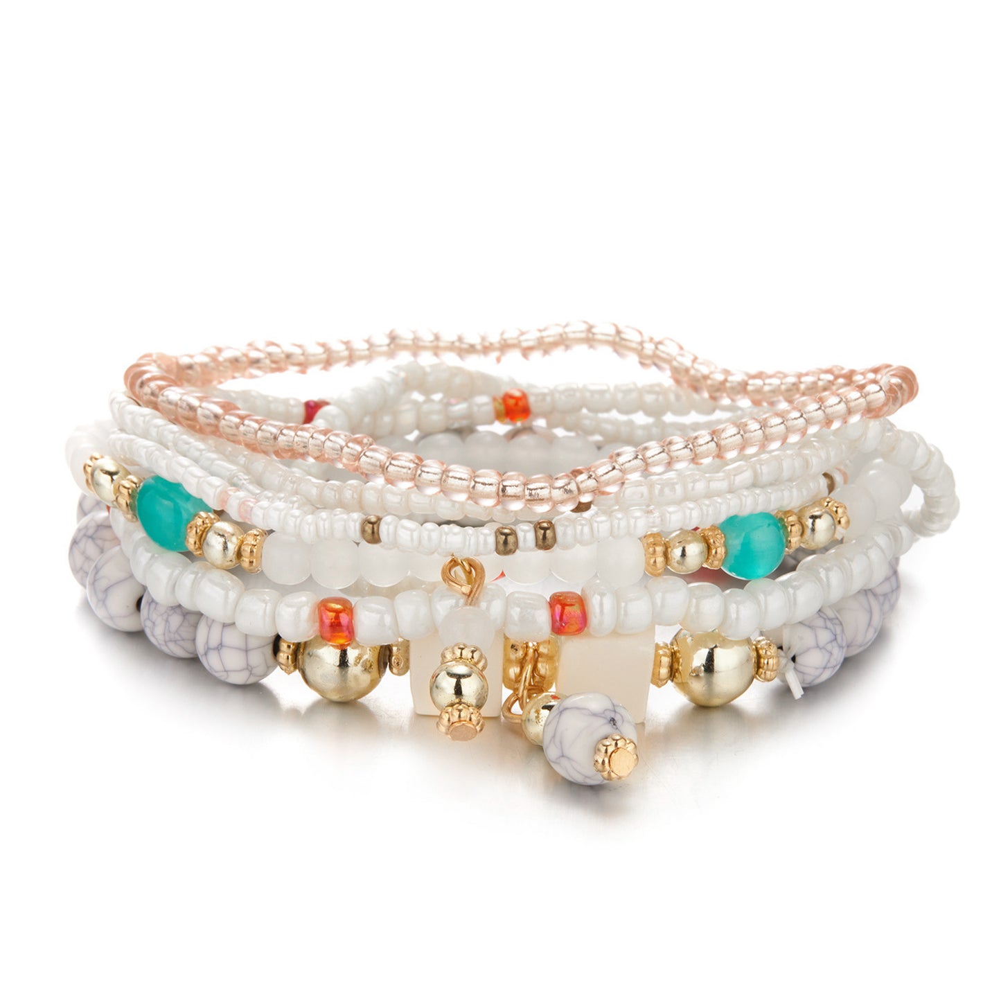 Vacation Round Beaded Alloy Natural Stone Women's Bracelets