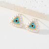 1 Pair Fashion Triangle Devil's Eye Copper Enamel Zircon Ear Studs