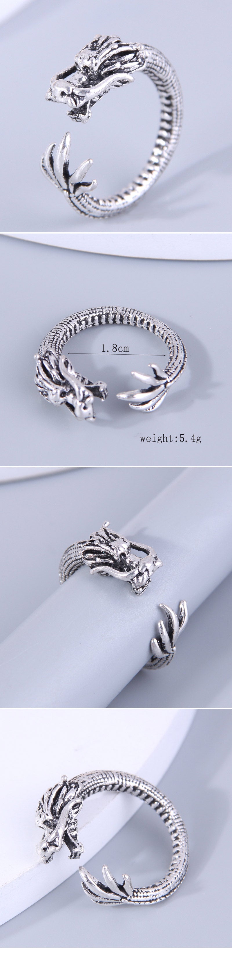 1 Piece Punk Dragon Alloy Women's Open Ring