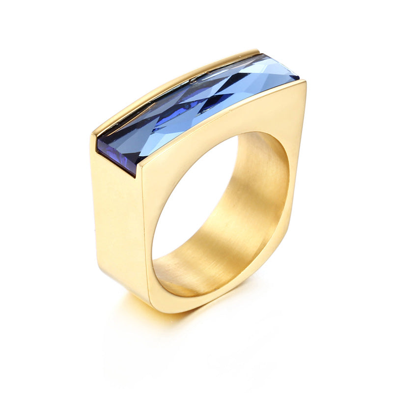 1 Piece Fashion Square Stainless Steel Plating Glass Rings