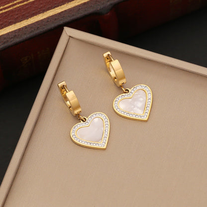 1 Piece 1 Pair Fashion Heart Shape Stainless Steel Plating Necklace