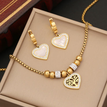 1 Piece 1 Pair Fashion Heart Shape Stainless Steel Plating Necklace