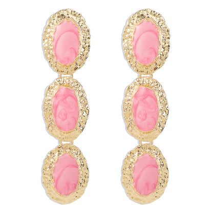 1 Pair Simple Style Round Alloy Enamel Women's Earrings