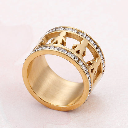 1 Piece Fashion Human Stainless Steel Polishing Plating Inlay Zircon Rings