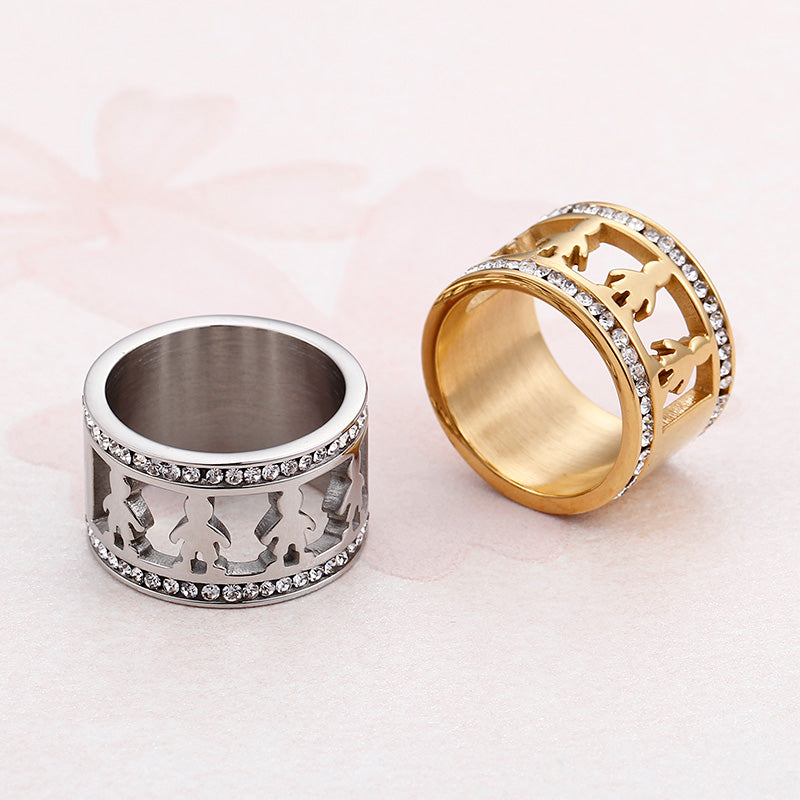 1 Piece Fashion Human Stainless Steel Polishing Plating Inlay Zircon Rings