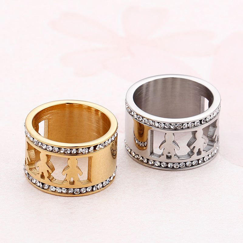 1 Piece Fashion Human Stainless Steel Polishing Plating Inlay Zircon Rings