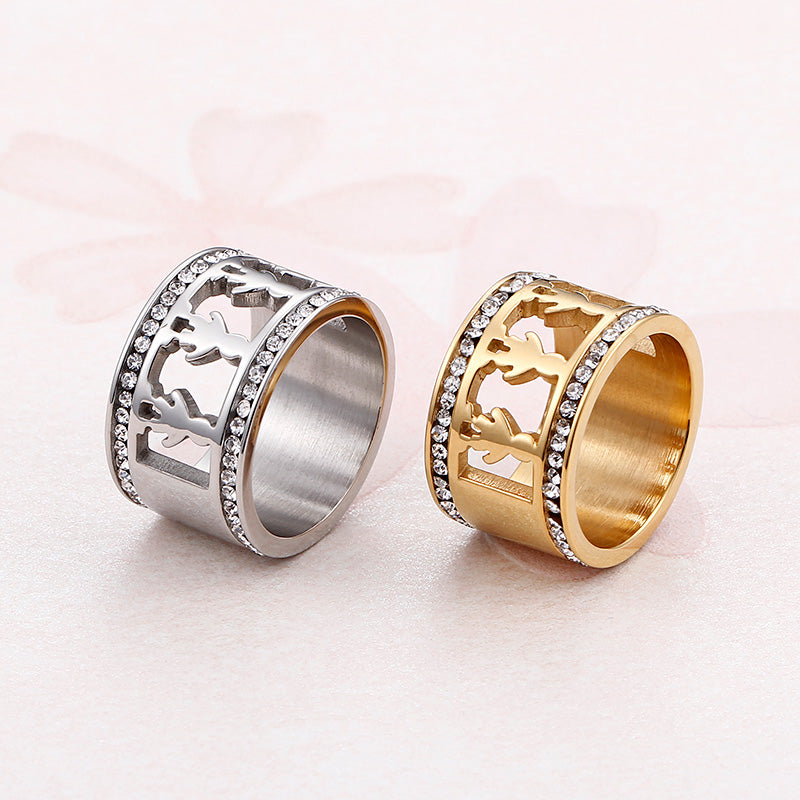 1 Piece Fashion Human Stainless Steel Polishing Plating Inlay Zircon Rings