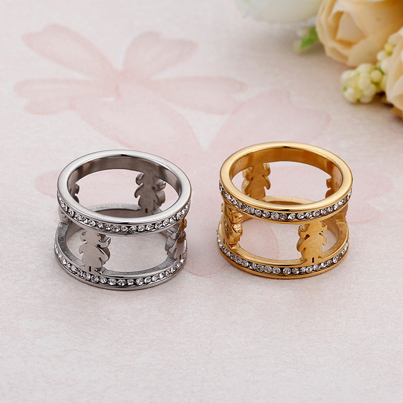 1 Piece Fashion Human Stainless Steel Polishing Plating Inlay Zircon Rings