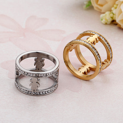 1 Piece Fashion Human Stainless Steel Polishing Plating Inlay Zircon Rings