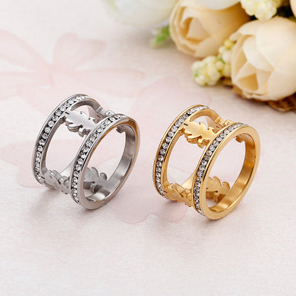 1 Piece Fashion Human Stainless Steel Polishing Plating Inlay Zircon Rings