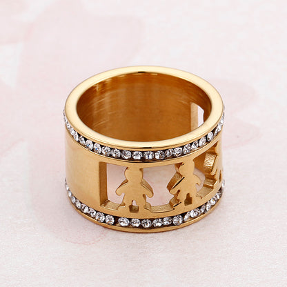 1 Piece Fashion Human Stainless Steel Polishing Plating Inlay Zircon Rings