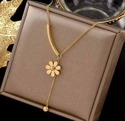 1 Piece Fashion Flower Titanium Steel Plating Pendant Necklace