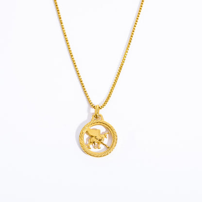 Casual Retro Simple Style Constellation Stainless Steel Plating Hollow Out Carving 18k Gold Plated Pendant Necklace