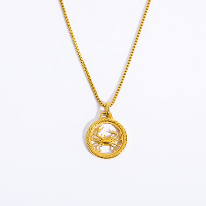 1 Piece Retro Constellation Stainless Steel Plating Pendant Necklace