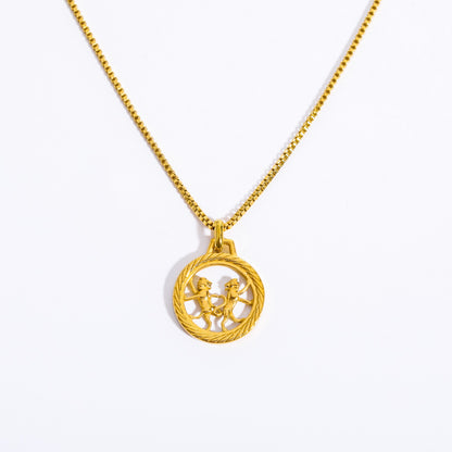 Casual Retro Simple Style Constellation Stainless Steel Plating Hollow Out Carving 18k Gold Plated Pendant Necklace