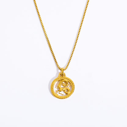 Casual Retro Simple Style Constellation Stainless Steel Plating Hollow Out Carving 18k Gold Plated Pendant Necklace