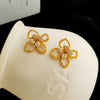 1 Pair Sweet Flower Copper Plating Glass Zircon Ear Studs