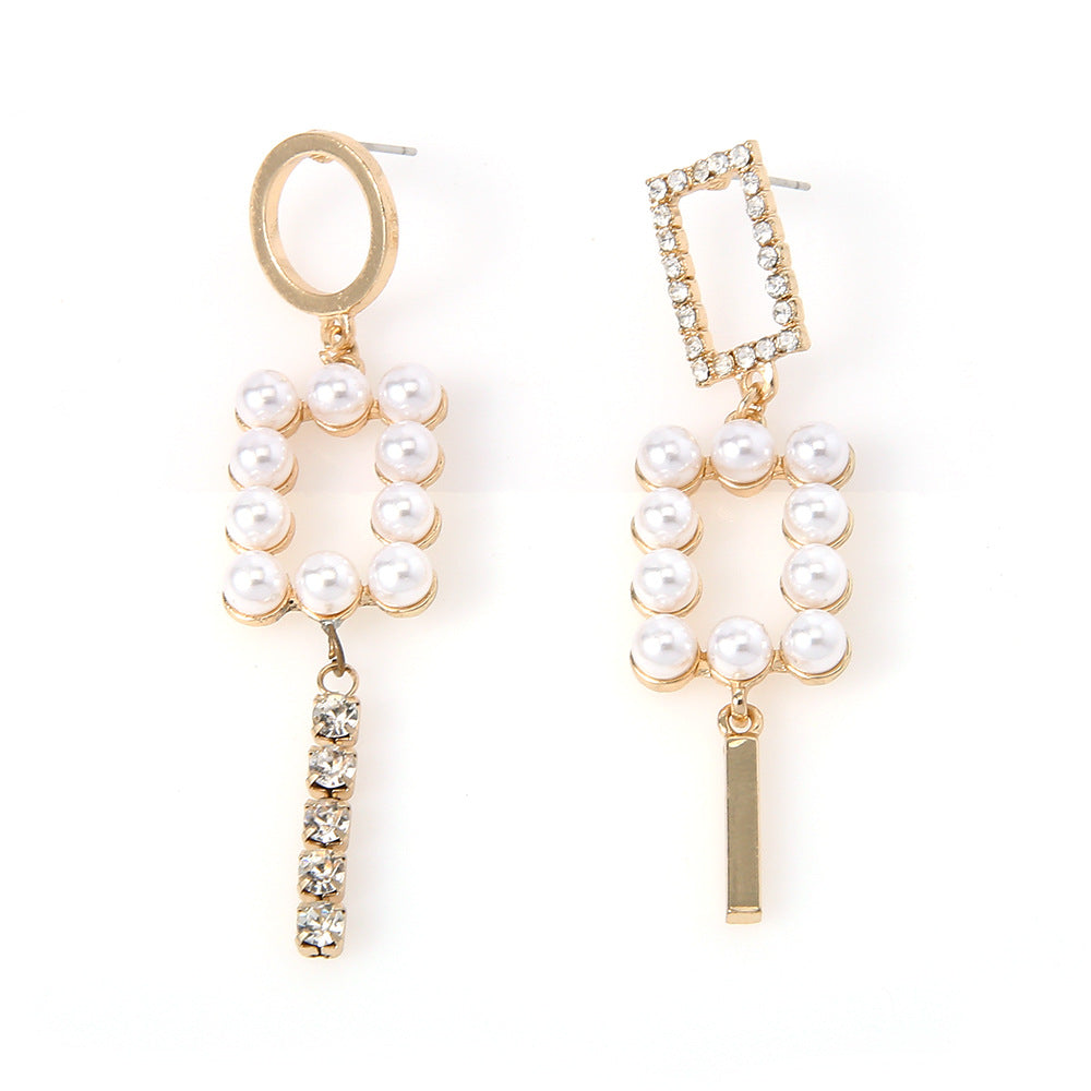 Fashion Round Dots Eye Mixed Materials Metal Copper Plating Artificial Pearls Zircon Women's Drop Earrings Ear Clips