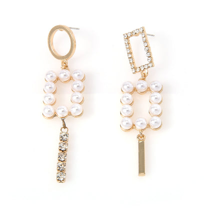 Fashion Round Dots Eye Mixed Materials Metal Copper Plating Artificial Pearls Zircon Women's Drop Earrings Ear Clips